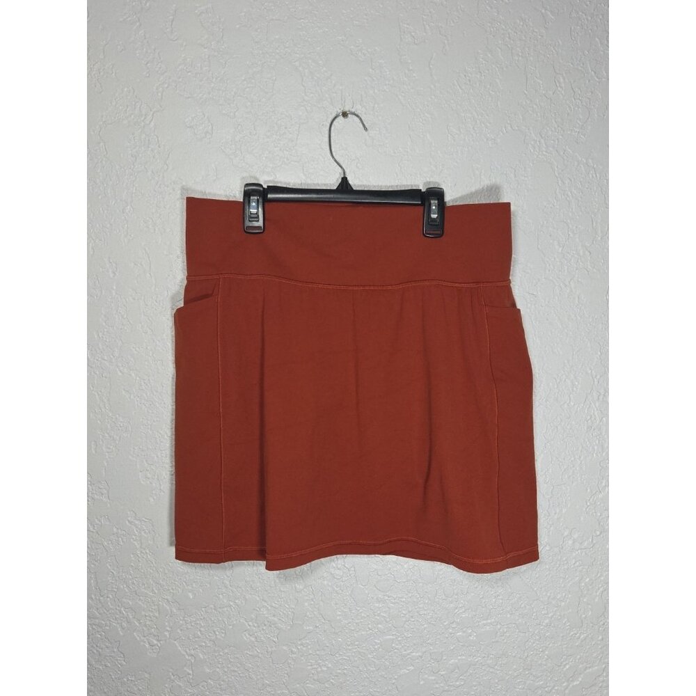 ATHLETA Action Skort in Dobby 16.5 Womens Large Orange Pockets Stretch Athletic